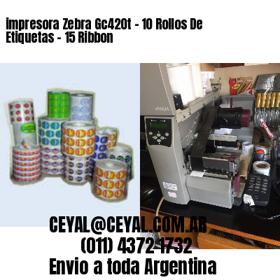 impresora Zebra Gc420t – 10 Rollos De Etiquetas – 15 Ribbon