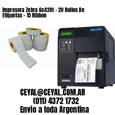 impresora Zebra Gc420t – 20 Rollos De Etiquetas – 15 Ribbon