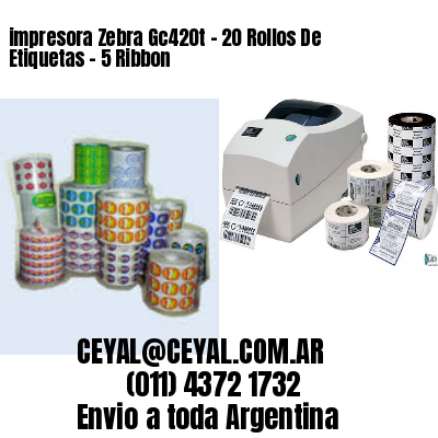 impresora Zebra Gc420t – 20 Rollos De Etiquetas – 5 Ribbon
