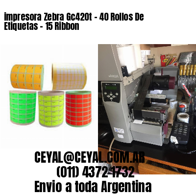 impresora Zebra Gc420t – 40 Rollos De Etiquetas – 15 Ribbon