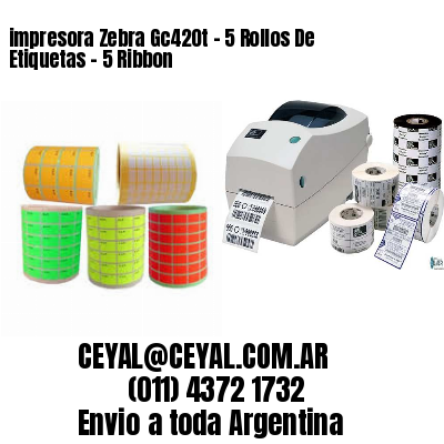 impresora Zebra Gc420t – 5 Rollos De Etiquetas – 5 Ribbon
