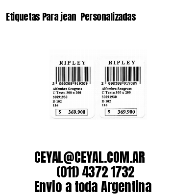 Etiquetas Para jean  Personalizadas