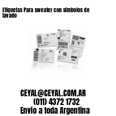 Etiquetas Para sweater con simbolos de lavado