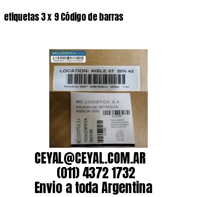 etiquetas 3 x 9 Código de barras