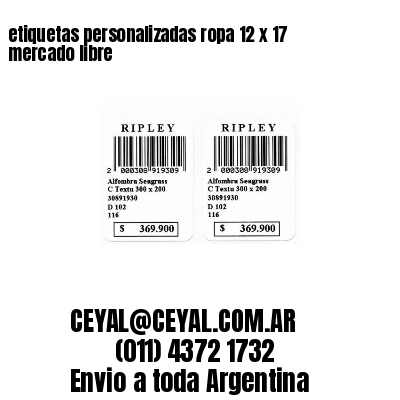 etiquetas personalizadas ropa 12 x 17 mercado libre