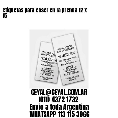 etiquetas para coser en la prenda 12 x 15