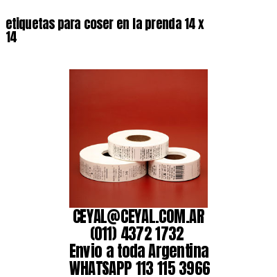 etiquetas para coser en la prenda 14 x 14