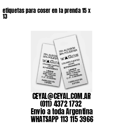 etiquetas para coser en la prenda 15 x 13