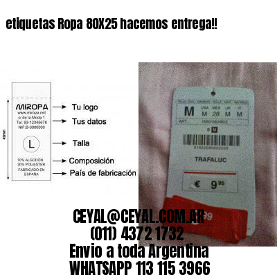 etiquetas Ropa 80X25 hacemos entrega!!