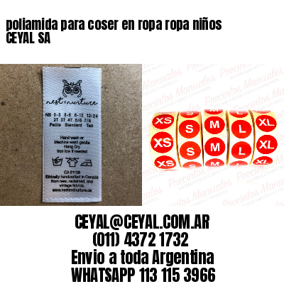 poliamida para coser en ropa ropa niños CEYAL SA