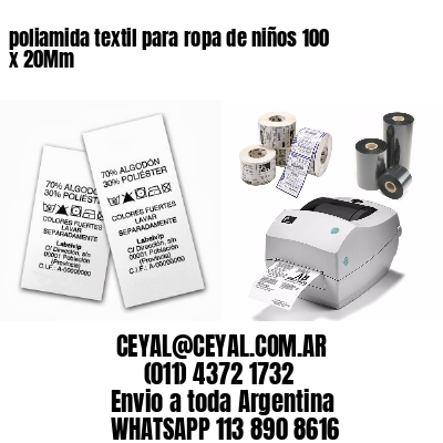 poliamida textil para ropa de niños 100 x 20Mm