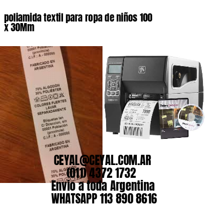 poliamida textil para ropa de niños 100 x 30Mm