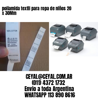 poliamida textil para ropa de niños 20 x 30Mm