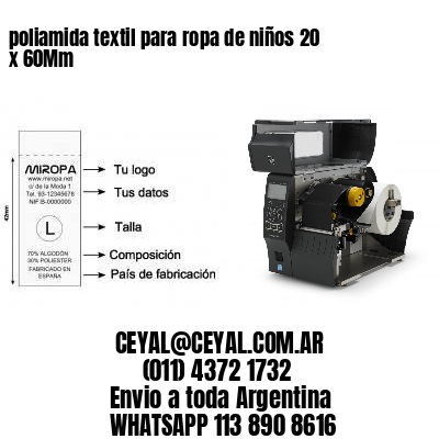 poliamida textil para ropa de niños 20 x 60Mm