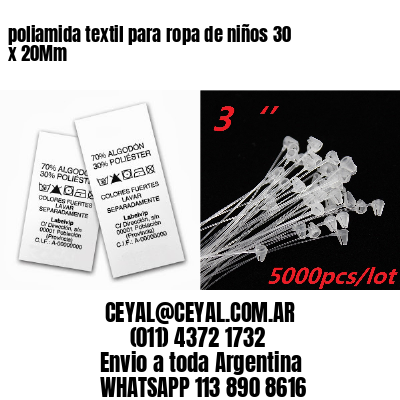 poliamida textil para ropa de niños 30 x 20Mm