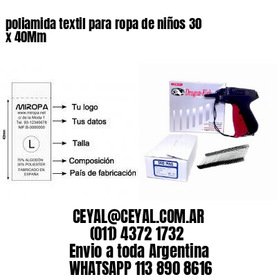 poliamida textil para ropa de niños 30 x 40Mm