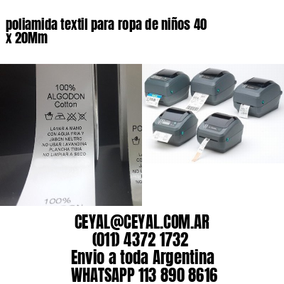 poliamida textil para ropa de niños 40 x 20Mm
