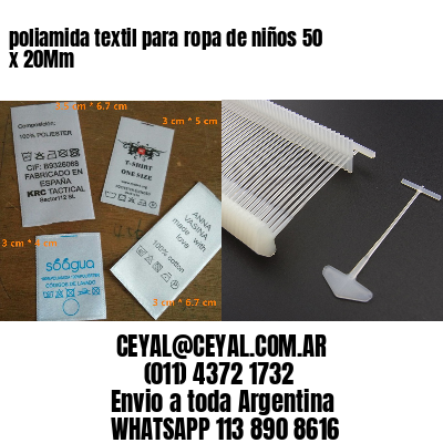 poliamida textil para ropa de niños 50 x 20Mm
