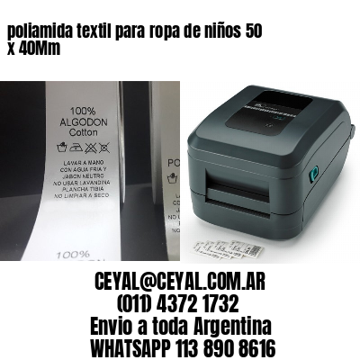 poliamida textil para ropa de niños 50 x 40Mm