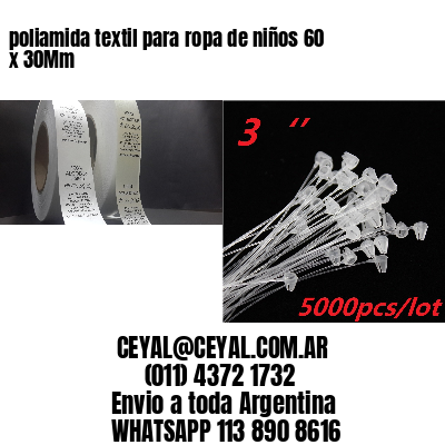poliamida textil para ropa de niños 60 x 30Mm