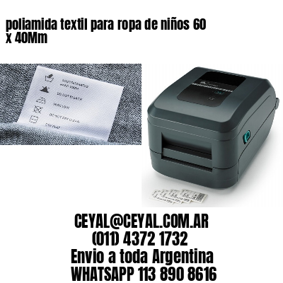 poliamida textil para ropa de niños 60 x 40Mm