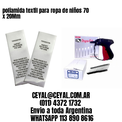 poliamida textil para ropa de niños 70 x 20Mm