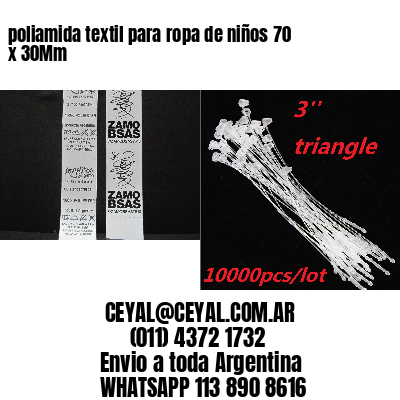 poliamida textil para ropa de niños 70 x 30Mm