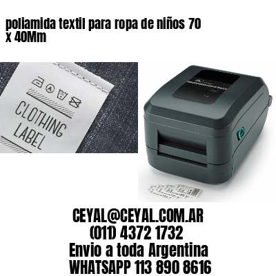 poliamida textil para ropa de niños 70 x 40Mm