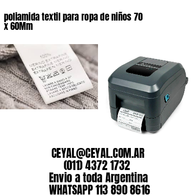 poliamida textil para ropa de niños 70 x 60Mm