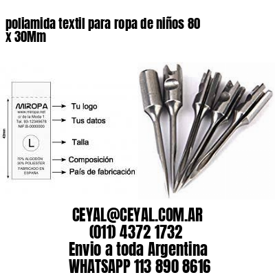 poliamida textil para ropa de niños 80 x 30Mm