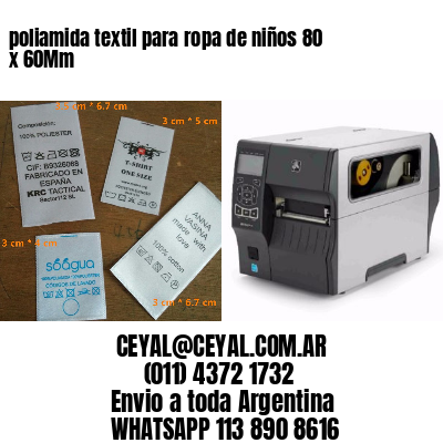 poliamida textil para ropa de niños 80 x 60Mm