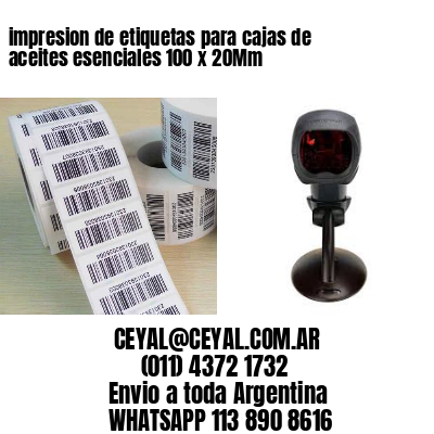 impresion de etiquetas para cajas de aceites esenciales 100 x 20Mm