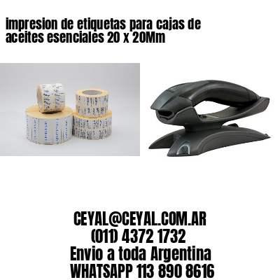 impresion de etiquetas para cajas de aceites esenciales 20 x 20Mm