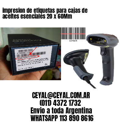 impresion de etiquetas para cajas de aceites esenciales 20 x 60Mm
