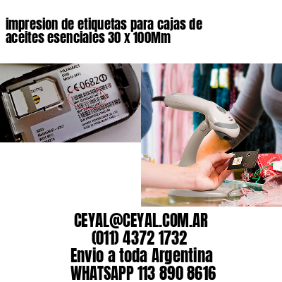 impresion de etiquetas para cajas de aceites esenciales 30 x 100Mm