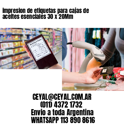 impresion de etiquetas para cajas de aceites esenciales 30 x 20Mm