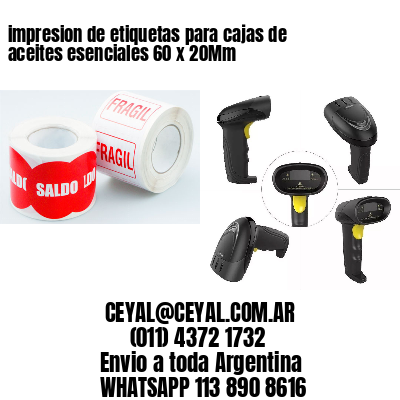 impresion de etiquetas para cajas de aceites esenciales 60 x 20Mm