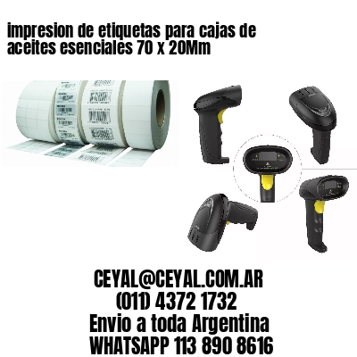 impresion de etiquetas para cajas de aceites esenciales 70 x 20Mm