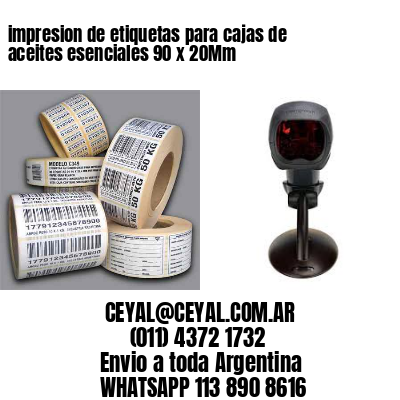 impresion de etiquetas para cajas de aceites esenciales 90 x 20Mm
