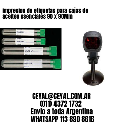impresion de etiquetas para cajas de aceites esenciales 90 x 90Mm