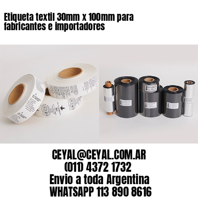 Etiqueta textil 30mm x 100mm para fabricantes e importadores