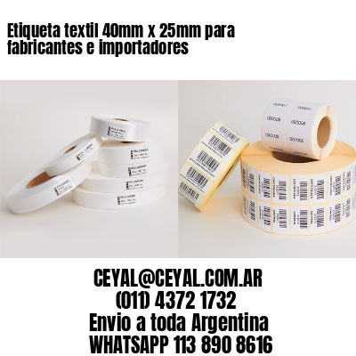 Etiqueta textil 40mm x 25mm para fabricantes e importadores