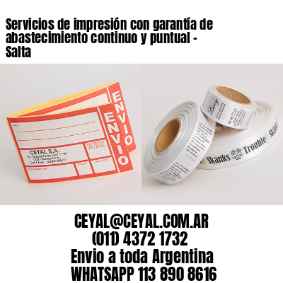 Servicios de impresión con garantía de abastecimiento continuo y puntual – Salta