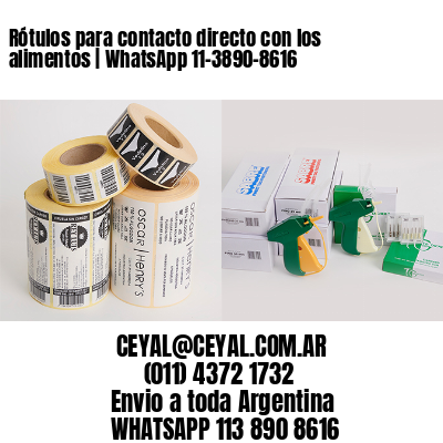 Rótulos para contacto directo con los alimentos | WhatsApp 11-3890-8616