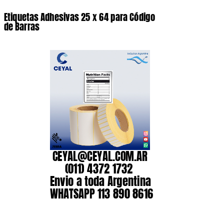 Etiquetas Adhesivas 25 x 64 para Código de Barras