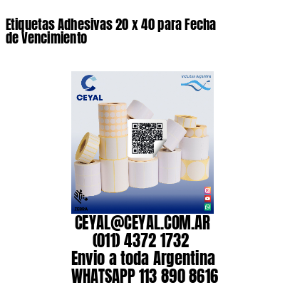 Etiquetas Adhesivas 20 x 40 para Fecha de Vencimiento