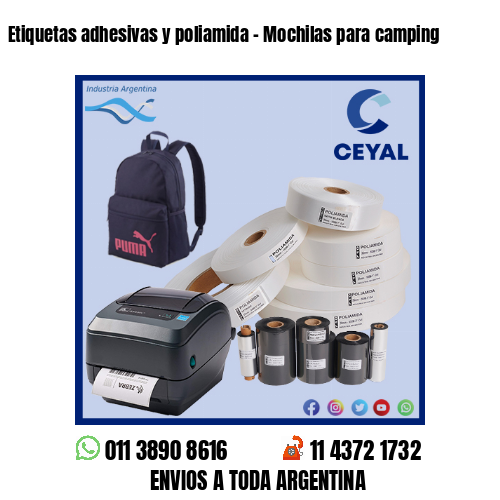 Etiquetas adhesivas y poliamida – Mochilas para camping