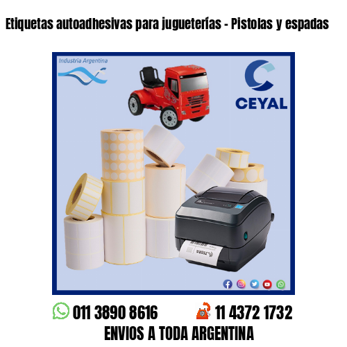 Etiquetas autoadhesivas para jugueterías – Pistolas y espadas