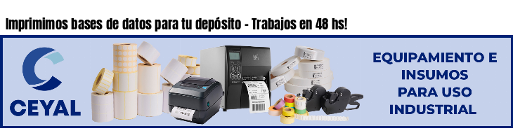 Imprimimos bases de datos para tu depósito - Trabajos en 48 hs!
