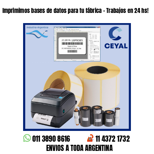 Imprimimos bases de datos para tu fábrica – Trabajos en 24 hs!